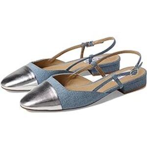Steve Madden Belinda Denim Metallic Cap Toe Sling Back Flats NEW Size 9M